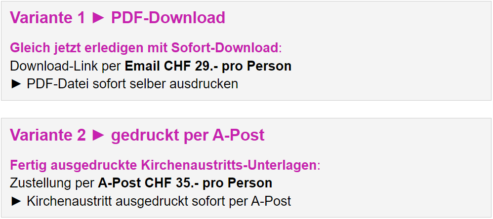 Dienstleistung Kirchenaustritt